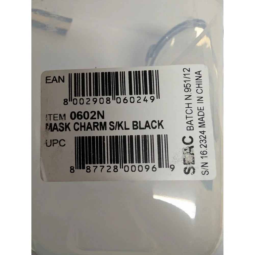 SEAC Charm Diving Mask Black Tempered Glass Silicone Strap Adult Snorkel Swim